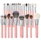 Bueart Design Makeup Brushes Set 26pcs Real Natural Goat Hair Professional labeled Foundation Face Blending Blush Concealers Eyeshadow Brush Set(26Pcs Pearl Pink)