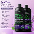 Tea Tree Shampoo and Conditioner Set with Lavender and Mint | DHT Blockers | With 100% Pure Tea Tree Oil for Itchy, Dry Scalp | Sulfate & Paraben Free | For Men & Women | 16 fl oz Each
