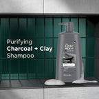 DOVE MEN + CARE Shampoo Charcoal + Clay 3 Count For Healthy-Looking Hair Naturally Derived Plant Based Cleansers 25.4 oz
