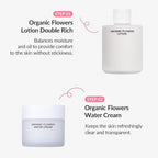 Whamisa Organic Flowers Water Cream, 95.2% Organic, Waterless Formula, Fermented Postbiotic for Deep Hydration & Soothing, Moisturizing (50ml)