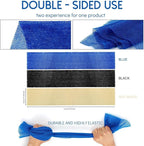 UJFQBH 3 Pieces African Bath Sponge African Net Long Net Bath Sponge Exfoliating Shower Body Scrubber Back Scrubber Skin Smoother,Great for Daily Use(Blue,Black,Off-White)