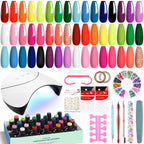 VANREESA 42 Pcs Gel Nail Polish Kit with U V Light 24 Colors Nail Polish Gel Kit Bright Red Orange Yellow Green Blue Purple Pink Complete Nail Kit with Manicure Tools Gifts for Women