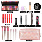 All in One Makeup Kit Makeup Kit for Women Full Kit Multipurpose Makeup Kit-Makeup Brush Set,Eyeshadow Palette,Lip Gloss Set, Makeup Bag,Eyebrow Pencil,Eyeliner pencil,Mascara,Contour Bar,Liquid foundation,concealer and Face Makeup