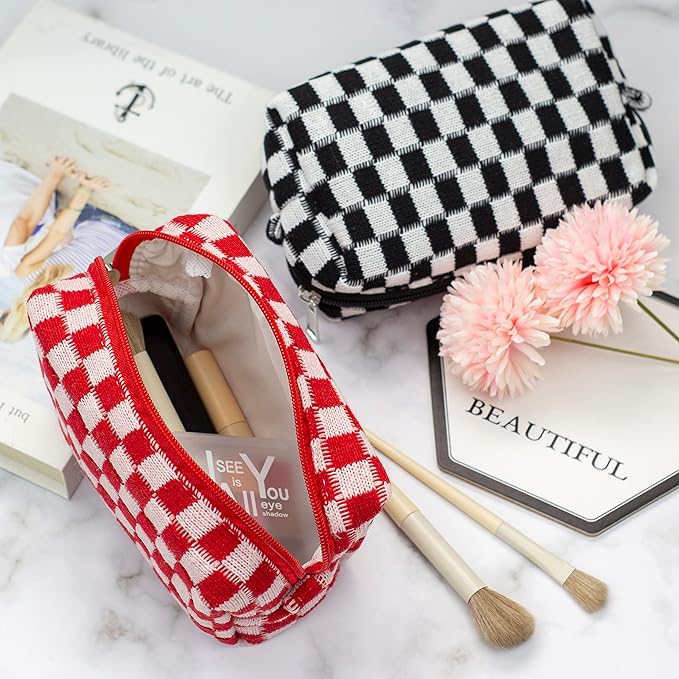 Pazimiik checkered makeup bag for