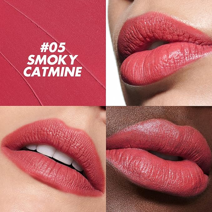 FOCALLURE Ultra Chic Matte Lipstick,Rich Vitamin E Lip Crayon,Lightweight Matte Color without Drying or Fading,Long Lasting Waterproof Lips Makeup,SMOKY CARMINE