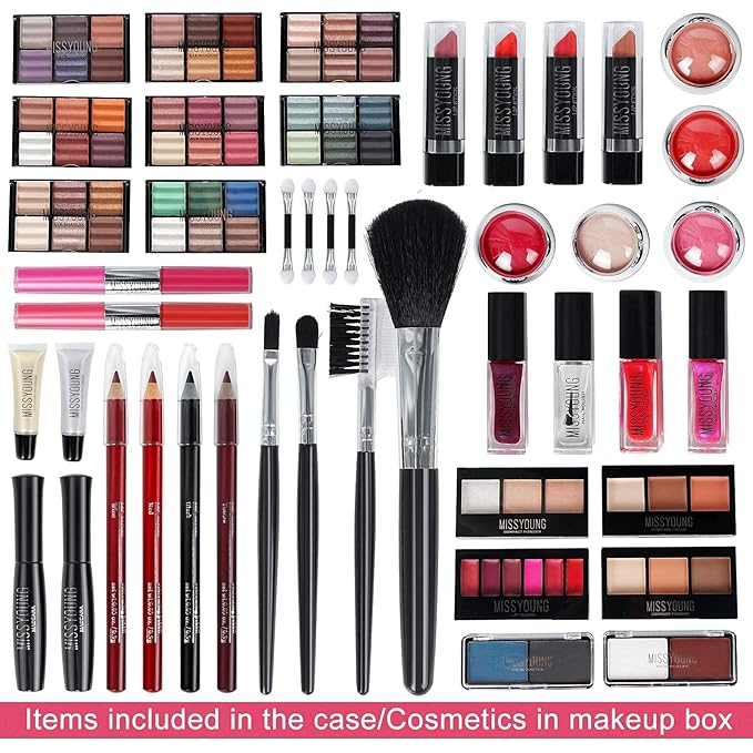 Maquillaje, Makeup gift, Professional make up set, All in one makeup kit for women full kit, Cosmetics teenagers, Makeup palette(102 Colors)(Silver box)