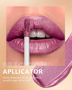 MAKI YIKA Metallic Pink Lipstick Long Lasting Hot Pink Lipsticks for Women, High Shine Glitter Lipstick No Smudge Transferproof Liquid Lip Gloss (BR01 Love Story)