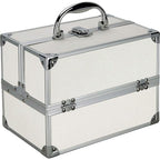 55pcs Makeup Gift Set Kit Train Case With Extendable Trays (eyeshadow, Blushes, Lipstick & More) - Vmk1304, White Glitter