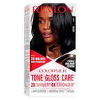 Revlon ColorSilk Tone + Gloss + Care Demi Permanent Hair Color, Dye Kit with Leave-In Scalp and Haircare Serum, 2x Shinier, 4x Stronger, 1 Black, 4.5 fl oz