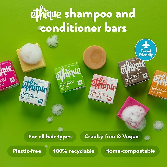 Ethique Frizz Wrangler - Smoothing Solid Shampoo Bar for Dry & Damaged Hair - Vegan, Eco-Friendly, Plastic-Free, Cruelty-Free, 3.88 oz(Pack of 1)