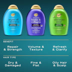 OGX Clarifying Strength + Rosemary Mint Shampoo, Clarifying Shampoo for Oily Hair Visibly Helps Remove Oil & Residue to Clear Away Buildup, Sulfate-Free Surfactants, 13 fl. oz