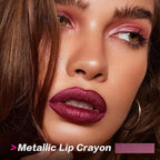 FOCALLURE Ultra Chic Metallic Lipstick,Rich Vitamin E Lip Crayon,Lightweight Shinning Color without Drying or Fading,Long Lasting Lips Makeup,#30 Flame