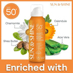SUN & SHINE MINERAL SUNSCREEN MOUSSE: 100% mineral zinc oxide SPF50 Broad Spectrum UVA UVB, Face Body Protection, Sunburn Spray Zinc Oxide for Sensitive Skin, fragrance free 3.4 Oz