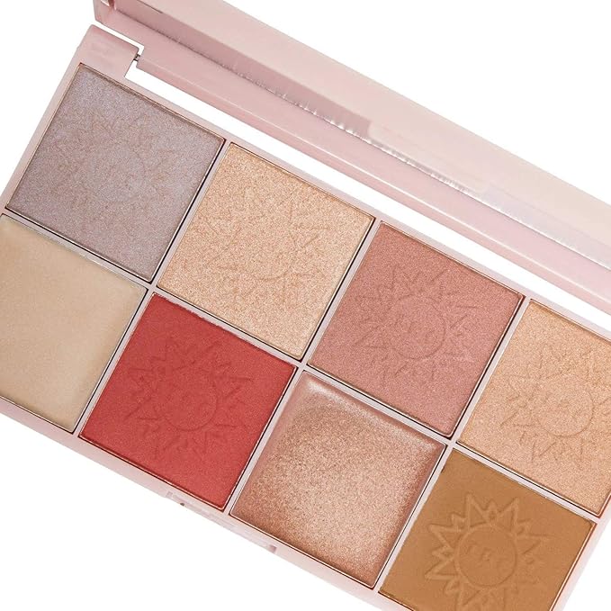 The Beauty Crop - Travel Tea Face Palette - Mediterranean Spring | Highly Pigmented Shades | Richly Toned Palette | Comes in Matte, Creamy, Metallic & Glitter Finish | Long Wearing | Cruelty Free