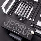 Jessup Eyeshadow Brush Set 12pcs Black Eye Makeup Brushes Set Professional with Natural Synthetic Hair for Eyebrow Eyelash Eyeliner Spoolie Blending, T322