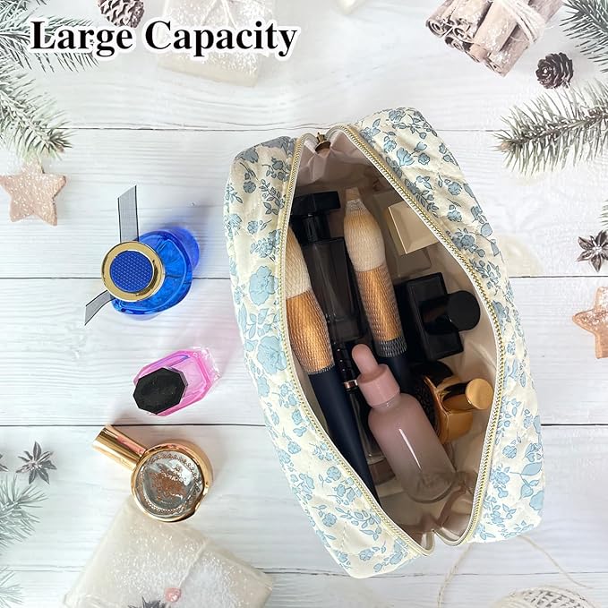 Quilted makeup bag floral makeup