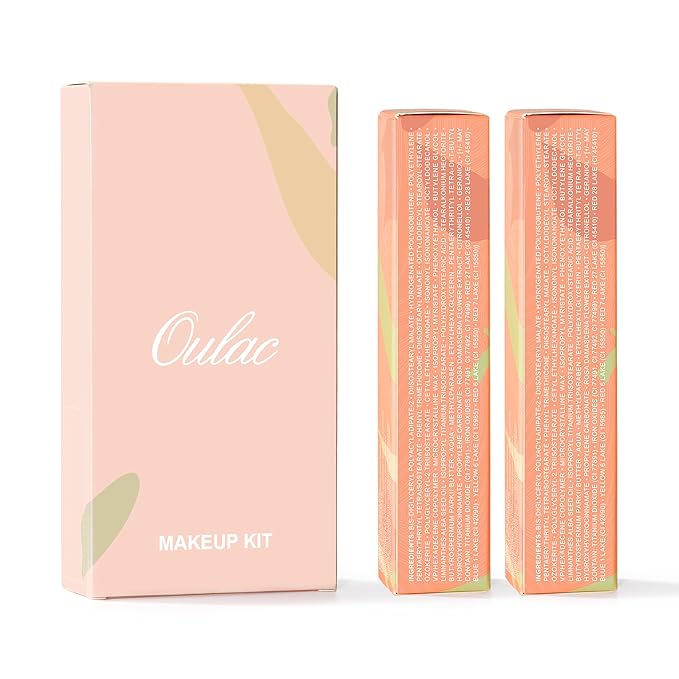 Oulac Moisturizing Shine Lipstick For Women Christmas Set 2PCS, 2 in 1 Tinted Lip Balm for Winter, Hydrated Juicy and Glossy Lip Color for Dry, Cracked and Chapped Lips, Vegan [06+15]