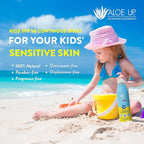 Aloe Up Kids Continuous Sport Sunscreen Spray SPF 50 - Broad Spectrum Sheer Face and Body Sunscreen Protector for Sensitive Skin - With Aloe Vera Gel - Dries Fast - Reef Safe - Fragrance-Free - 6 Oz