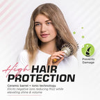 Fagaci Professional Large Round Brush with Natural Boar Bristles for Blow Drying, Nano Technology Ceramic+Ionic for Hair Styling, Volumizing and Healthy Hair - 4 Styling Clips Included