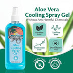 Caribbean Breeze Aloe Cooling Spray Gel, Mango Lime Aloe Vera Gel for Sunburn Relief Spray, Vitamin Enriched with Camellia & Tea Tree, 8.5 oz (250 ml)