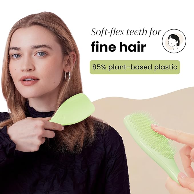 Tangle Teezer Plant-Based Ultimate Detangler Brush, Dry & Wet Hair Brush, Eliminates Knots & Reduces Breakage for Color-Treated, Fine & Fragile Hair Types, Matcha Green
