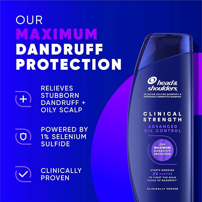 Head & Shoulders Clinical Dandruff Shampoo Twin Pack, Prescription Strength, Oil & Flake Control, Seborrheic Dermatitis Relief, Citrus, 13.5 Fl Oz Each (Set of 2)