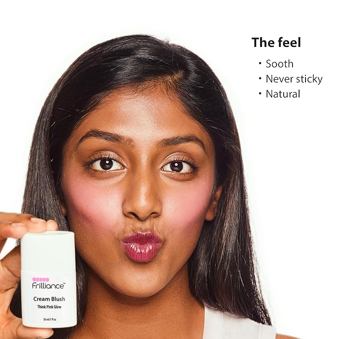 Frilliance Hydrating Cream Blush, Think Pink Glow Tint, Cruelty Free Hypoallergenic for Teens of All Skin Types, 30 ml / 1 fl oz
