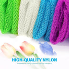 UJFQBH 4 Pieces African exfoliating net African Net Long Net Bath Sponge Exfoliating Shower Body Scrubber Back Scrubber Skin Smoother,Great for Daily Use (Purple, Blue, Green, White)