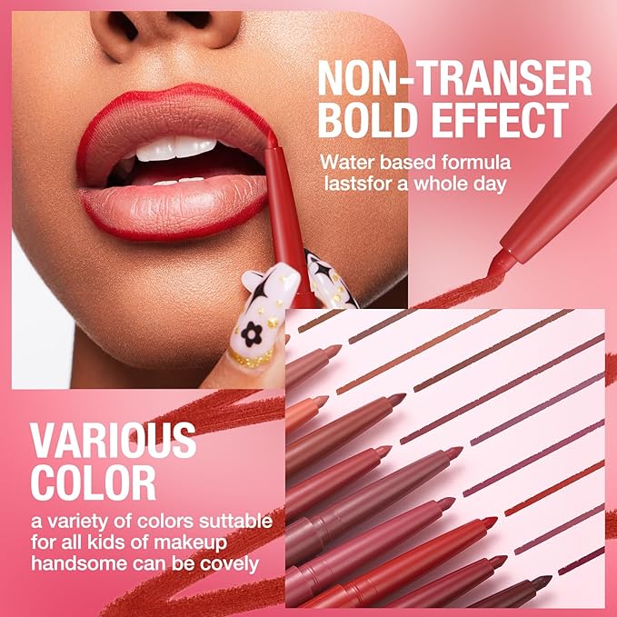 LANGMANNI 4Pcs Sculpting Matte Velvet Lip Liner Set,Smooth Creamy Texture,Waterproof And High Pigmented For Girls Daily Application Lip Makeup(9+10+11+12)