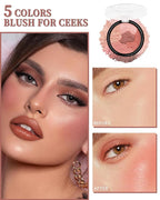 Flower Blush for Cheeks, Matte Shimmer Face Blush Powder,Contour Multiuse Facial Make up Palette,Longlasting Waterproof Embossed Blusher,Mother's Day Makeup Gift for Women-02#Camellia Orange