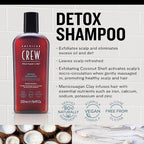 American Crew Detox Shampoo for Men, Naturally Derived, Vegan Formula, Citrus Mint Fragrance, 33.8 Fl Oz