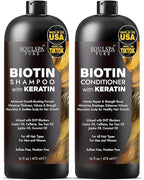 Biotin Shampoo and Conditioner Set with Keratin - Sulfate-Free Advanced Anti-Thinning, Hair Growth Shampoo and Conditioner Combo Repair Formula - with DHT Blockers, for Men & Women - 16 fl oz each
