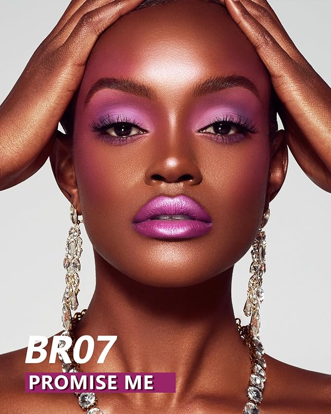 MAKI YIKA 3Pc Metallic Lipstick for Women, Red Pink Brown Glitter, Long Lasting, Full-Coverage Liquid Lip Gloss