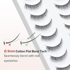 Natural Lashes 7MM Extra Short Eyelashes Natural Cat Eye Lashes 10 Pair False Eyelashes Wispy Eye Lashes Pack C Curl Strip Lashes 3D Volume Short Lashes Siligli Eyelashes