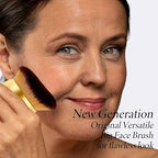 Airbrush Kabuki Brush for All Face Makeup & Foundation for Liquid, Cream and Powder Face Makeup, Large Brush for Effortless Natural Beautiful Look, With Wide-headed Bristles - Gold