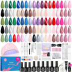 Beetles Gel Nail Polish Kit with U V Light - Gift Box Wild Gleam Collection 36 Colors Nail Polish Kit 75 Pcs for Women Girls Gel & Top Base Coat with Brushes & False Nails Tip Must Have Salon at Home