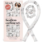 Kitsch Satin Heatless Hair Curler Set - Heatless Curls Overnight, Hair Rollers for Soft Curls & Frizz-Free Styling, No Heat Curlers To Sleep in, Curling Rod Headband with 2 Scrunchies - Marble