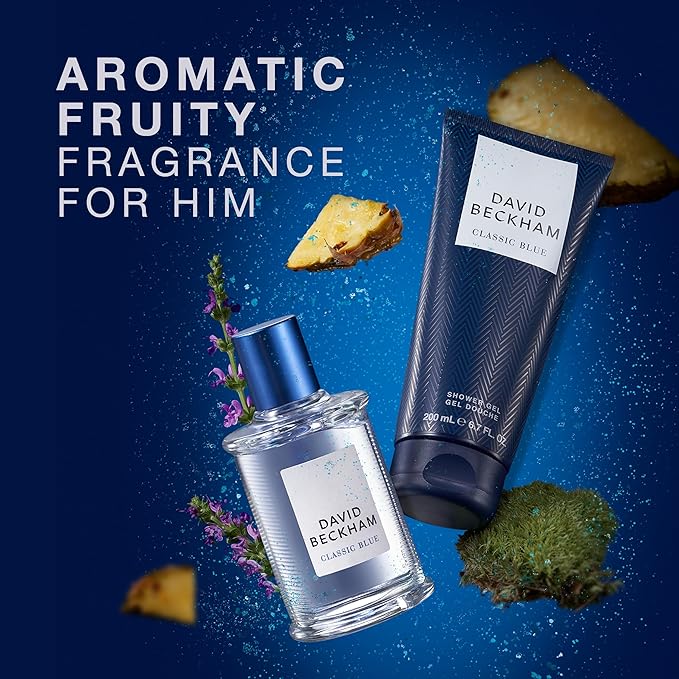 David Beckham Classic Blue 2 Piece Gift Set, Notes of Grapefruit, Cashmere Wood, and Musk, Men's Fragrance, Long Lasting, Everyday Fragrance