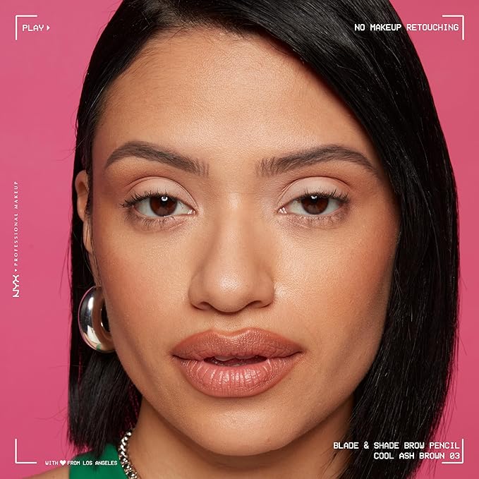 NYX PROFESSIONAL MAKEUP Blade & Shade Brow Pencil, Nano Mechanical Eyebrow Pencil, Up to 16HR Make Up Wear - Cool Ash Brown