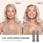 Shark FlexFusion Hair Dryer with Fusion Hair Brush, Ceramic Air Styler with Auto-Wrap Hair Curlers & Concentrator, Ceramic Plates, Metallic Mist HD641