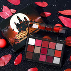 UCANBE Red Eyeshadow Makeup Palette, 15 Colors Burgunry Gray Silver Shimmer Matte Glitter Metallic Eye Shadow Pallet, Pigmented Make Up Kit for Halloween Parties Christmas Joker Vampire Clown