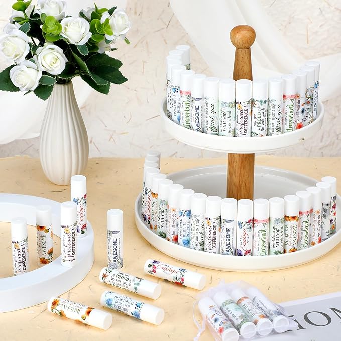 50 Pcs Inspirational Gifts Lip Balms in Bulk Motivational Small Thank You Gifts Wedding Bridal Baby Shower Party Favors Lip Balm for Women Teacher Nurses Coworkers Employees 10 Styles