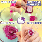 Horizon Group USA Sanrio Hello Kitty and Friends Shimmer Lip Gloss Making Kit, Makes 5 Hello Kitty Glitter Lip Gloss Rings, DIY Hello Kitty Lip Gloss Kit, Great Birthday Gift for Ages 6+