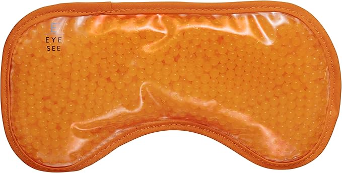 Plush Gel Eye Mask for Puffy Eyes, Orange - Cold Eye mask to Treat Dark Circles, Sinuses, Dry Eyes, and for Allergy Relief - Microwave Safe for Heat Therapy