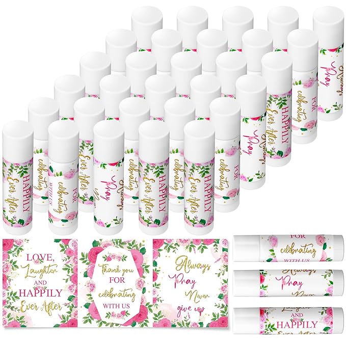 30 Pcs Wedding Lip Balms Bulk Flower