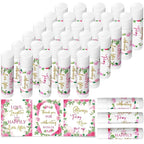30 Pcs Wedding Lip Balms Bulk Wedding Bridal Shower Favors for Guests Wedding Souvenirs Moisturizing Floral Lip Balm Thank You Gifts for Bachelorette Party Bridesmaid Baby Shower, Pink Flower