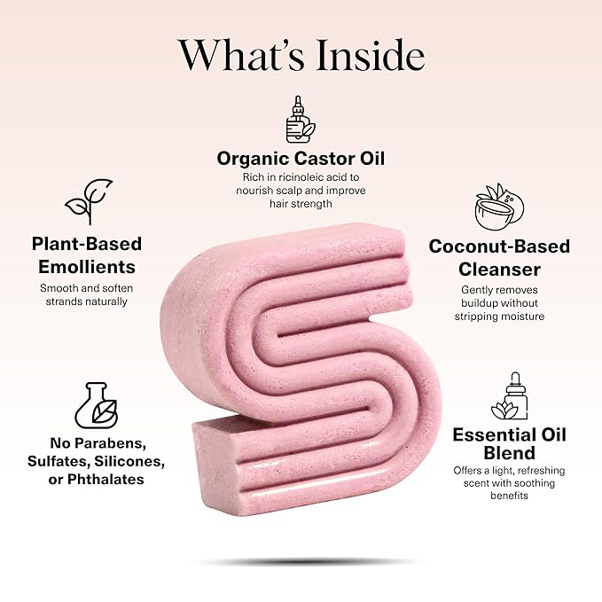 Kitsch Castor Oil Shampoo Bar Soap - Hydrating & Moisturizing Hair Care - Organic Castor Oil Solid Shampoo for Hair Growth & Scalp Nourishment - Silicone & Paraben-Free, Vegan, Made in USA - 3.2oz