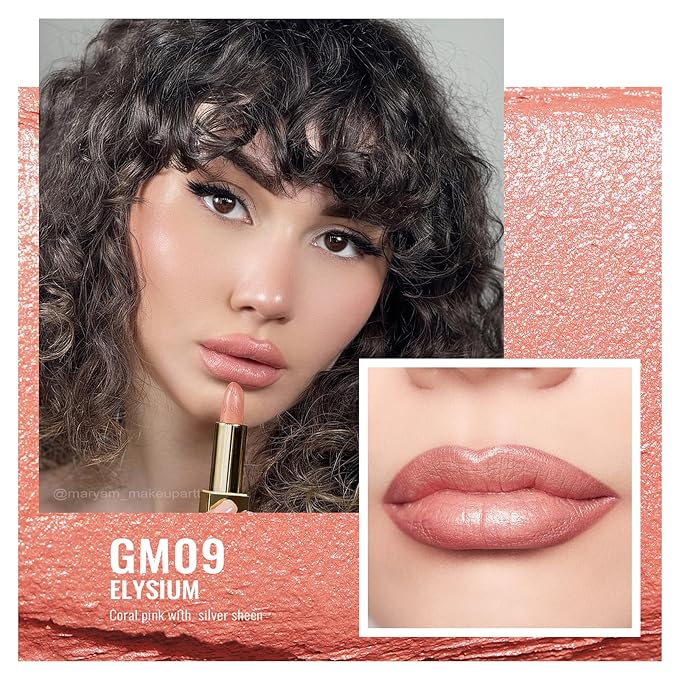 Oulac Metallic Coral Lipstick Set 3PCS High Impact Lipcolor with Moisturizing Formula, Vegan Beauty, Full-Coverage Lip Color, Gift Lipstick for Women, 4.3g X 3PCS, GM09+GM11+25