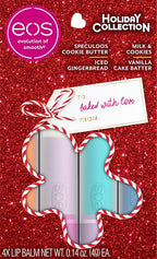 eos Holiday Lip Balm Gift Set- Speculoos Cookie Butter, Milk & Cookies, Iced Gingerbread, Vanilla Cake Batter, Limited-Edition Skincare, 0.14 oz, 4-pack