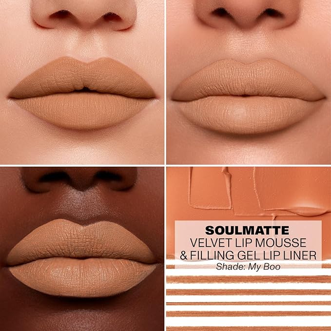 Morphe Soulmatte Velvet Lip Mousse Matte Lipstick - Air-Whipped, Soft Matte Lip Makeup with Vitamin E to Hydrate, Soften and Smooth Lips - My Boo (0.128 Oz)